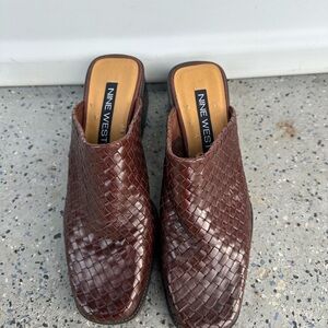 Nine West Chocolate Woven Mules